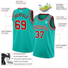 Load image into Gallery viewer, Custom Aqua Red-White Authentic Basketball Jersey