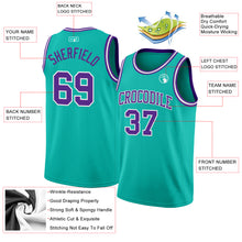 Load image into Gallery viewer, Custom Aqua Purple-White Authentic Basketball Jersey