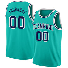 Load image into Gallery viewer, Custom Aqua Navy-White Authentic Basketball Jersey