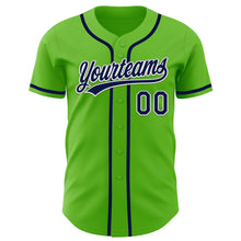 Load image into Gallery viewer, Custom Aurora Green Navy-White Authentic Baseball Jersey