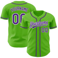 Load image into Gallery viewer, Custom Aurora Green Purple-White Authentic Baseball Jersey