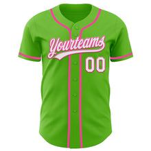 Load image into Gallery viewer, Custom Aurora Green White-Pink Authentic Baseball Jersey