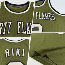 Load image into Gallery viewer, Custom Olive Cream-Black Authentic Throwback Salute To Service Basketball Jersey