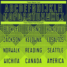 Load image into Gallery viewer, Custom Neon Green Navy Round Neck Sublimation Basketball Suit Jersey