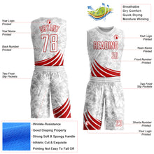 Load image into Gallery viewer, Custom White Red Wind Shapes Round Neck Sublimation Basketball Suit Jersey