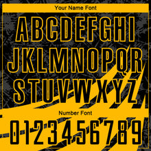 Load image into Gallery viewer, Custom Black Gold Wind Shapes Round Neck Sublimation Basketball Suit Jersey