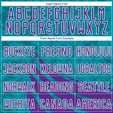 Load image into Gallery viewer, Custom Teal Purple-White Wind Shapes Round Neck Sublimation Basketball Suit Jersey