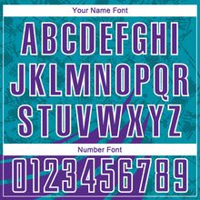 Load image into Gallery viewer, Custom Teal Purple-White Wind Shapes Round Neck Sublimation Basketball Suit Jersey