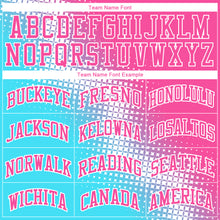 Load image into Gallery viewer, Custom Sky Blue Pink-White Gradient Two Tone Diamond Shape Round Neck Sublimation Basketball Suit Jersey