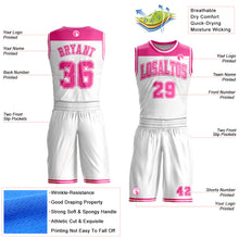 Load image into Gallery viewer, Custom White Pink Color Block Round Neck Sublimation Basketball Suit Jersey