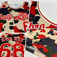 Load image into Gallery viewer, Custom Camo Red-Cream 3D Authentic Salute To Service Basketball Jersey