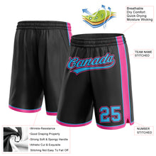 Load image into Gallery viewer, Custom Black Sky Blue-Pink Authentic Basketball Shorts