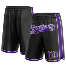 Load image into Gallery viewer, Custom Black Purple-White Authentic Basketball Shorts