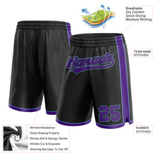 Load image into Gallery viewer, Custom Black Purple-Light Blue Authentic Basketball Shorts