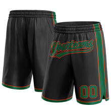Load image into Gallery viewer, Custom Black Kelly Green-Orange Authentic Basketball Shorts