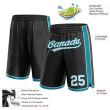 Load image into Gallery viewer, Custom Black White-Teal Authentic Basketball Shorts