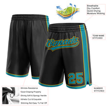 Load image into Gallery viewer, Custom Black Teal-Yellow Authentic Basketball Shorts