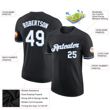 Load image into Gallery viewer, Custom Black White-Light Blue Performance T-Shirt