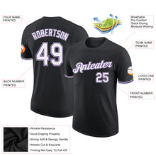 Load image into Gallery viewer, Custom Black White Purple-Gray Performance T-Shirt