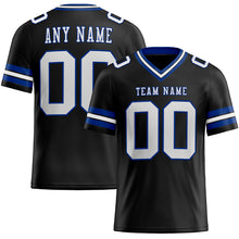 Load image into Gallery viewer, Custom Black White-Royal Authentic Football Jersey