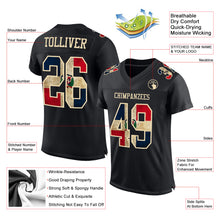 Load image into Gallery viewer, Custom Black Vintage Dominican Republic Flag-City Cream Mesh Authentic Football Jersey