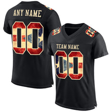 Load image into Gallery viewer, Custom Black Vintage Puerto Rican Flag-City Cream Mesh Authentic Football Jersey