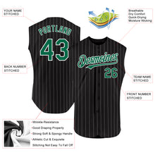 Load image into Gallery viewer, Custom Black White Pinstripe Kelly Green Authentic Sleeveless Baseball Jersey