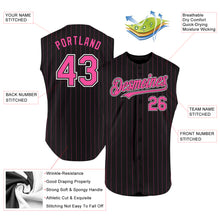 Load image into Gallery viewer, Custom Black Pink Pinstripe White Authentic Sleeveless Baseball Jersey