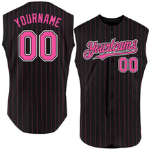 Load image into Gallery viewer, Custom Black Pink Pinstripe White Authentic Sleeveless Baseball Jersey