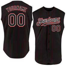 Load image into Gallery viewer, Custom Black Red Pinstripe White Authentic Sleeveless Baseball Jersey