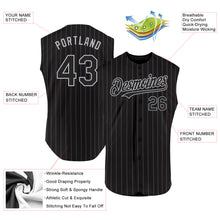 Load image into Gallery viewer, Custom Black Gray Pinstripe Gray Authentic Sleeveless Baseball Jersey