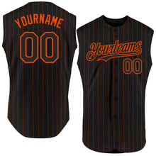 Load image into Gallery viewer, Custom Black Orange Pinstripe Orange Authentic Sleeveless Baseball Jersey