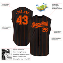 Load image into Gallery viewer, Custom Black Orange Pinstripe Orange Authentic Sleeveless Baseball Jersey