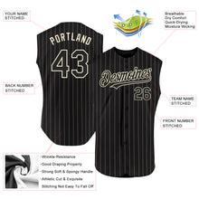 Load image into Gallery viewer, Custom Black Cream Pinstripe Cream Authentic Sleeveless Baseball Jersey