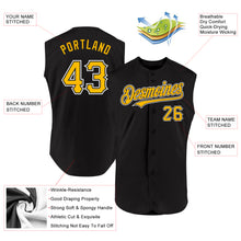 Load image into Gallery viewer, Custom Black Gold-White Authentic Sleeveless Baseball Jersey