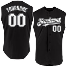 Load image into Gallery viewer, Custom Black White-Gray Authentic Sleeveless Baseball Jersey