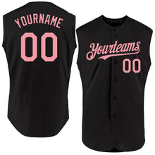 Load image into Gallery viewer, Custom Black Medium Pink Authentic Sleeveless Baseball Jersey