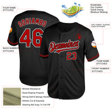Load image into Gallery viewer, Custom Black Red-White Mesh Authentic Throwback Baseball Jersey