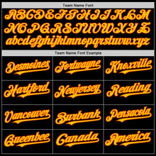Load image into Gallery viewer, Custom Black Yellow-Orange Mesh Authentic Throwback Baseball Jersey