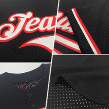 Load image into Gallery viewer, Custom Black Orange Mesh Authentic Throwback Baseball Jersey