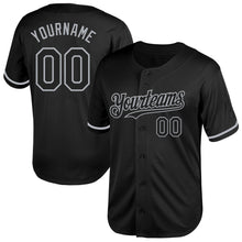 Load image into Gallery viewer, Custom Black Gray Mesh Authentic Throwback Baseball Jersey