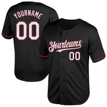 Load image into Gallery viewer, Custom Black White-Crimson Mesh Authentic Throwback Baseball Jersey