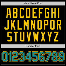 Load image into Gallery viewer, Custom Black Teal-Yellow Mesh Authentic Throwback Baseball Jersey