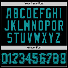Load image into Gallery viewer, Custom Black Teal Mesh Authentic Throwback Baseball Jersey