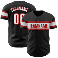 Load image into Gallery viewer, Custom Black White-Red Authentic Baseball Jersey