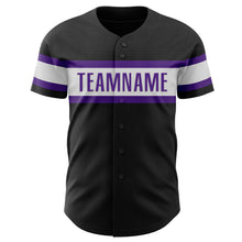 Load image into Gallery viewer, Custom Black White-Purple Authentic Baseball Jersey