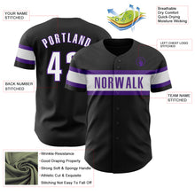 Load image into Gallery viewer, Custom Black White-Purple Authentic Baseball Jersey