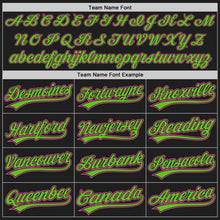 Load image into Gallery viewer, Custom Black Pink-Aurora Green Authentic Baseball Jersey