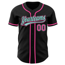 Load image into Gallery viewer, Custom Black Pink-Ice Blue Authentic Baseball Jersey