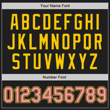 Load image into Gallery viewer, Custom Black Medium Pink-Yellow Authentic Baseball Jersey